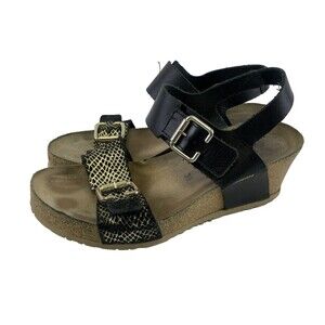 Mephisto Lissandra Wedge Sandals Adjustable Comfort Black Condor Leather 39 US 9